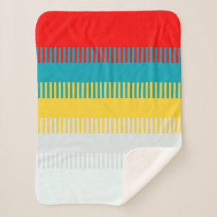 Rood Blauw Geel Geel Grauw Uniek Patroon Sherpa Deken