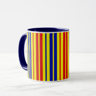 Rood Blauw Geel Strepen Patroon Ontwerp Mok