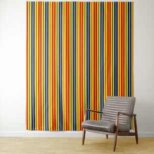 Rood Blauw Geel Strepen Patroon Ontwerp Wandkleed