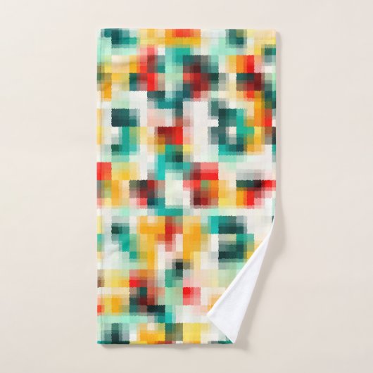 Rood Blauw Geel Wit Abstract Patroon Bad Handdoek (Handdoek)