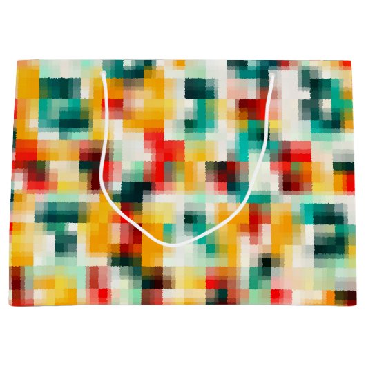 Rood Blauw Geel Wit Abstract Patroon Groot Cadeauzakje (Voorkant)