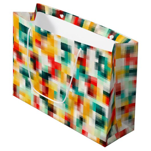 Rood Blauw Geel Wit Abstract Patroon Groot Cadeauzakje (Voorkant Gekanteld)