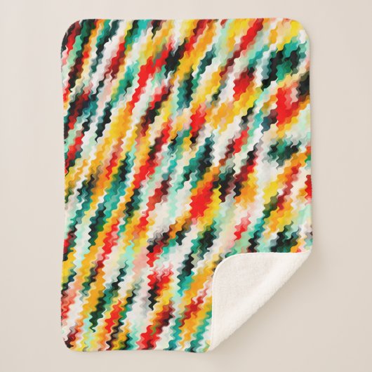 Rood Blauw Geel Wit Abstract Patroon Sherpa Deken (Voorkant)