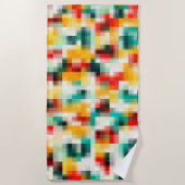 Rood Blauw Geel Wit Abstract Patroon Strandlaken (Voorkant)