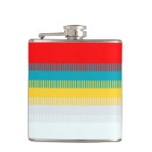 Rood Blauw Geel Wit Grijs Abstract Uniek Patroon Heupfles (Voorkant)