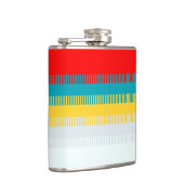 Rood Blauw Geel Wit Grijs Abstract Uniek Patroon Heupfles (Rechts)