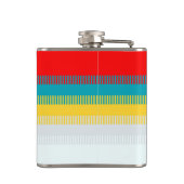 Rood Blauw Geel Wit Grijs Abstract Uniek Patroon Heupfles (Achterkant)