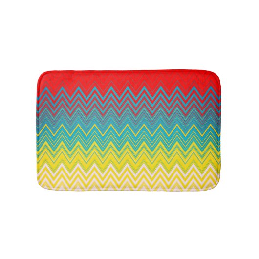 Rood Blauw Geel Wit Zigzag Badmat (Voorkant)