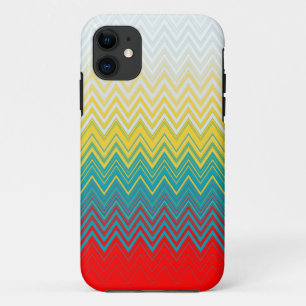 Rood Blauw Geel Witte Zigzag iPhone 11 Hoesje