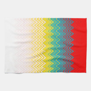 Rood blauw gele afbeelding Uniek Zigzag Patroon Theedoek
