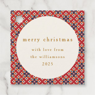  Rood Blauw Geometrisch Custom Merry Christmas Bedankjes Labels
