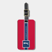 Rood Blauw Gepersonaliseerde Monogram Golfer Bagagelabel (Voorkant verticaal)