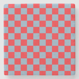 Rood blauw geruit gingham patroon stenen onderzetter