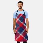 Rood-blauw geruite wollen textuur. schort (Gedragen)