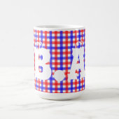 Rood Blauw Gingham Plaid Patroon Magische Mok (Midden)
