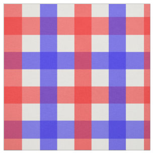 Rood Blauw Gingham Plaid Patroon Stof