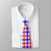 Rood Blauw Gingham Plaid Patroon Stropdas (Gebonden)