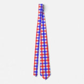 Rood Blauw Gingham Plaid Patroon Stropdas (Achterkant)