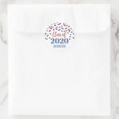 Rood Blauw Glitter Confetti Afstuderen 2020 Ronde Sticker (Tas)