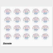 Rood Blauw Glitter Confetti Afstuderen 2021 Ronde Sticker (Vel)