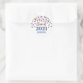 Rood Blauw Glitter Confetti Afstuderen 2021 Ronde Sticker (Tas)
