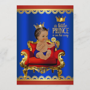Rood Blauw Gouden Stoel Etnische Prince Boy Baby s Kaart