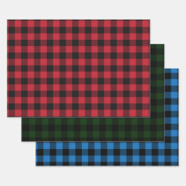 Rood, Blauw, Groen en Zwart Buffel Plaid Inpakpapier Vel