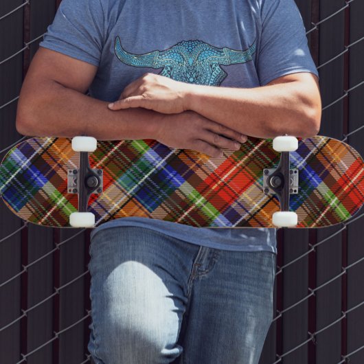 Rood Blauw Groen Geel Geruit Schots Design Skateboard