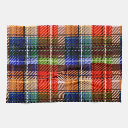 Rood Blauw Groen Geel Geruit Schots Design Theedoek (Horizontaal)
