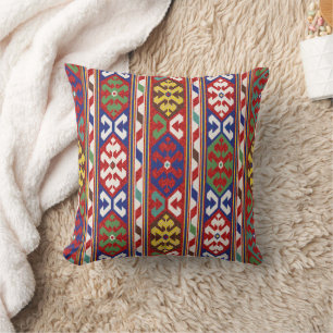 Rood Blauw Groen Geel Wit Oosters Kilim Tapijt Kussen
