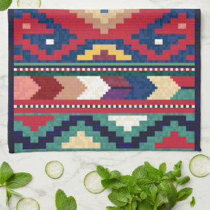 Rood Blauw Groen Geel Wit Oosters Kilim Tapijt Theedoek