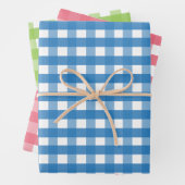 Rood blauw groen Gingham Gift Wrap Bladen Inpakpapier Vel (In situ)