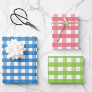 Rood blauw groen Gingham Gift Wrap Bladen Inpakpapier Vel