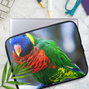 Rood blauw groen loriket vogelfotografie modern laptop sleeve
