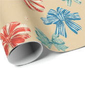 Rood, Blauw, Groen, Wit Lintpatroon Cadeaupapier (Rol Hoek)