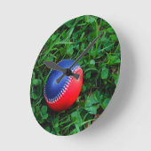 Rood & Blauw Honkbal met het Witte Stikken Ronde Klok (Hoek)