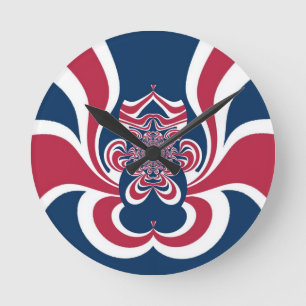 Rood Blauw Kaleidoscoop Art Print Ronde Klok