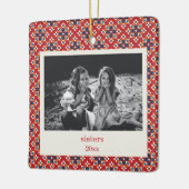  Rood Blauw Kerst Foto Zusters Keramisch Ornament (Links)