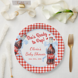 Rood & Blauw klaar om te baren Babyfeestje Papieren Bordje