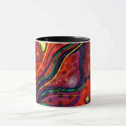 Rood, blauw, koper, groen, Paars Abstract modern Mok (Midden)