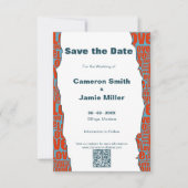 Rood Blauw Liefde Typografie Rand Save The Date (Voorkant)