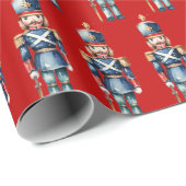Rood & Blauw Notenkraker Kerstmis Cadeaupapier (Rol Hoek)