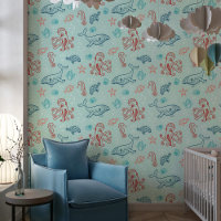 Rood Blauw Onder het Zee Patroon Kwekerij