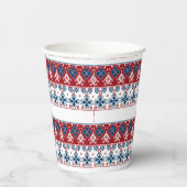 Rood blauw ornament papier beker (Rechts)