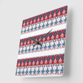 Rood blauw ornament vierkante klok (Hoek)