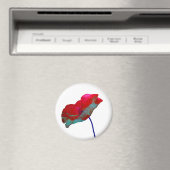 Rood blauw papaver op wit magneet (Insitu (Vaatwasser))
