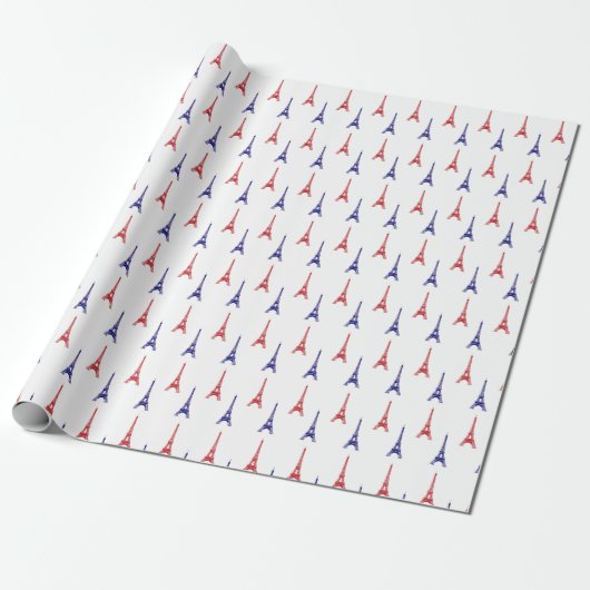 Rood Blauw Paris Gift Wrap papier Frankrijk (Uitgerold)