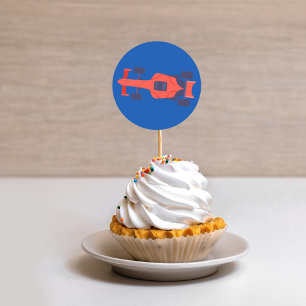 Rood Blauw Racing Auto Racetrack Baby Jongen Toewi Ronde Sticker