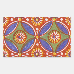Rood Blauw Rustieke Kleurrijke Cirkel Egypte Art P Rechthoekige Sticker