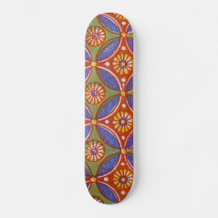 Rood Blauw Rustieke Kleurrijke Cirkel Egypte Art P Skateboard